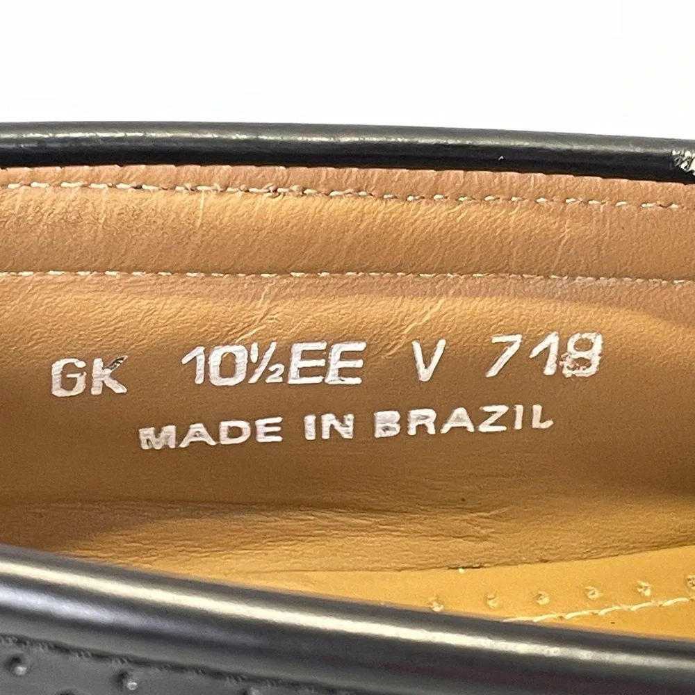 Bass Kiltie Tassel Loafers Mens Size 10.5 EE Black Leather Moc Toe Dress Shoes